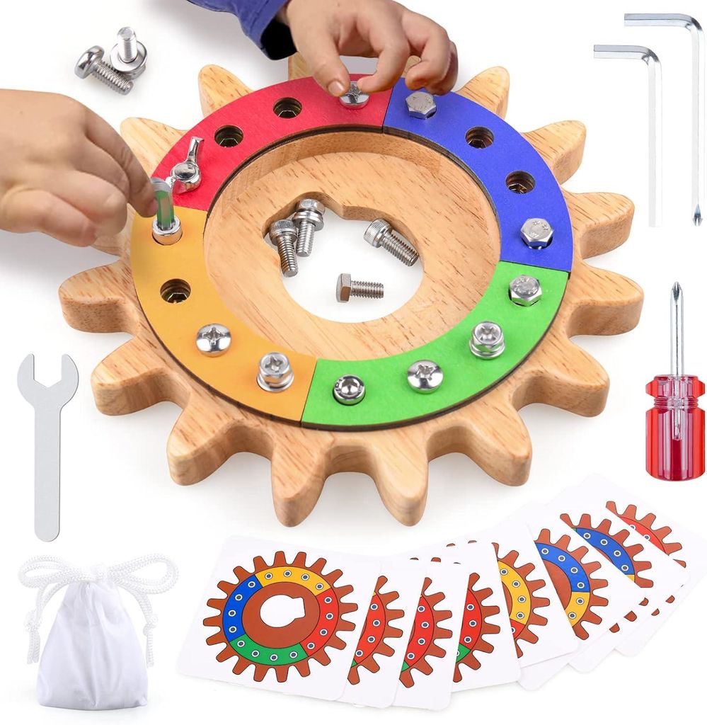 Montessori Spielzeug für 3 4 5 Jahre, 35 in 1 Montessori Schraubbrett, Holzspielzeug Lernspielzeug Motorikspielzeug, Feinmotorik Sensorik Spielzeug