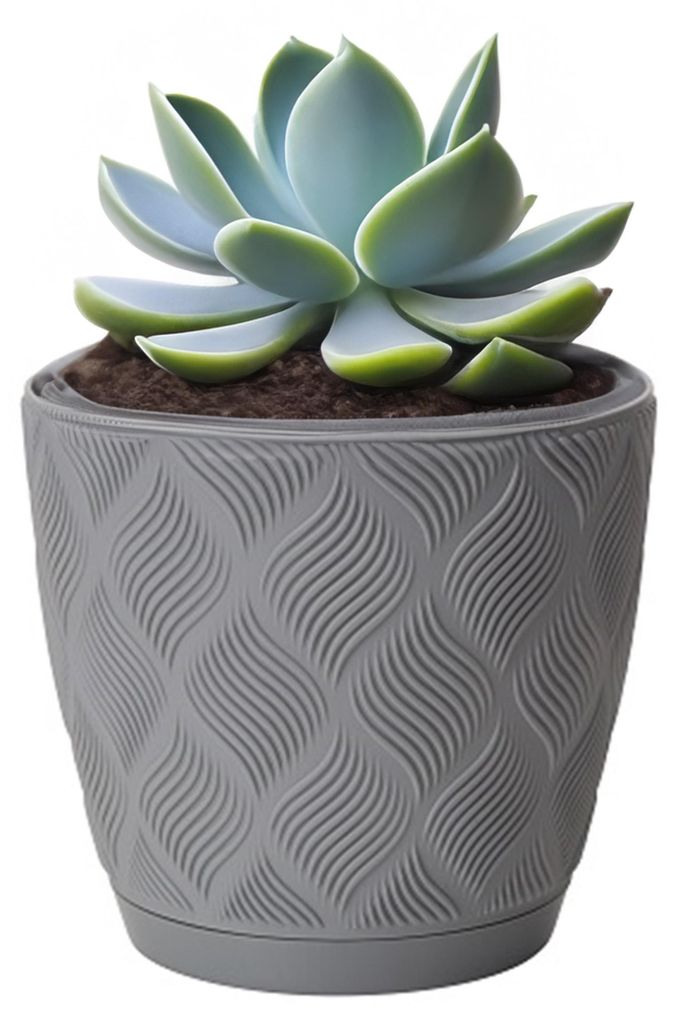 Form Plastic Plant pot/Floral pot New Age - Kunststoff - platingrau - 23x21 cm - mit Untertas