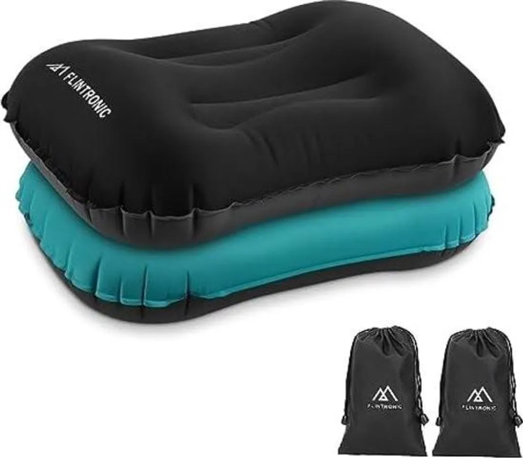 Coussin de camping gonflable ergonomique - Pack de 2 oreillers compacts