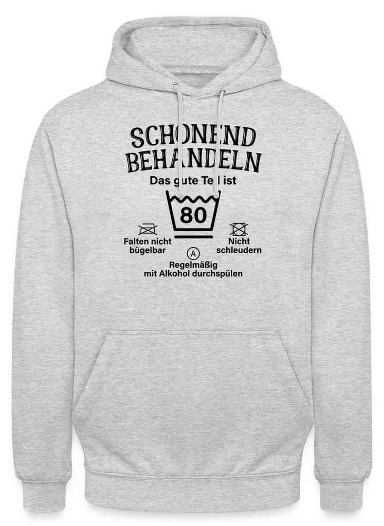 Spreadshirt 80. Geburtstag | Das Gute Teil Ist 80 Uni Hoodie, S, Hellgrau meliert