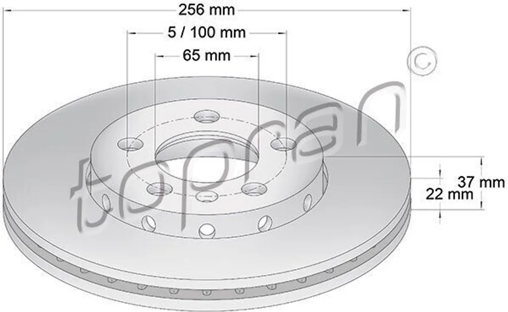 Disque de Frein TOPRAN 107 680 OE 1J0615301D pour VW Golf 4 et Audi A3