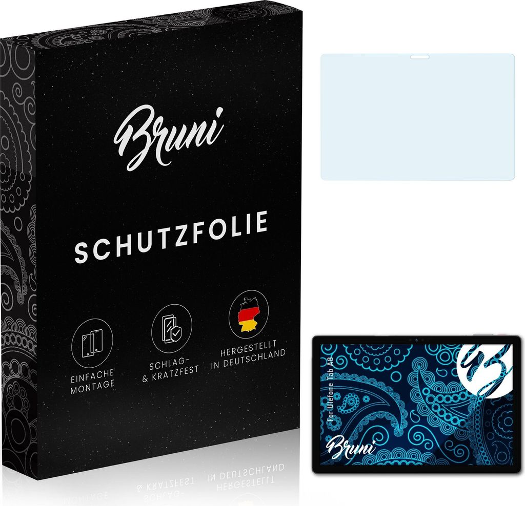 Bruni Basics-Clear 2x Schutzfolie kompatibel mit Ulefone Tab A8 Folie