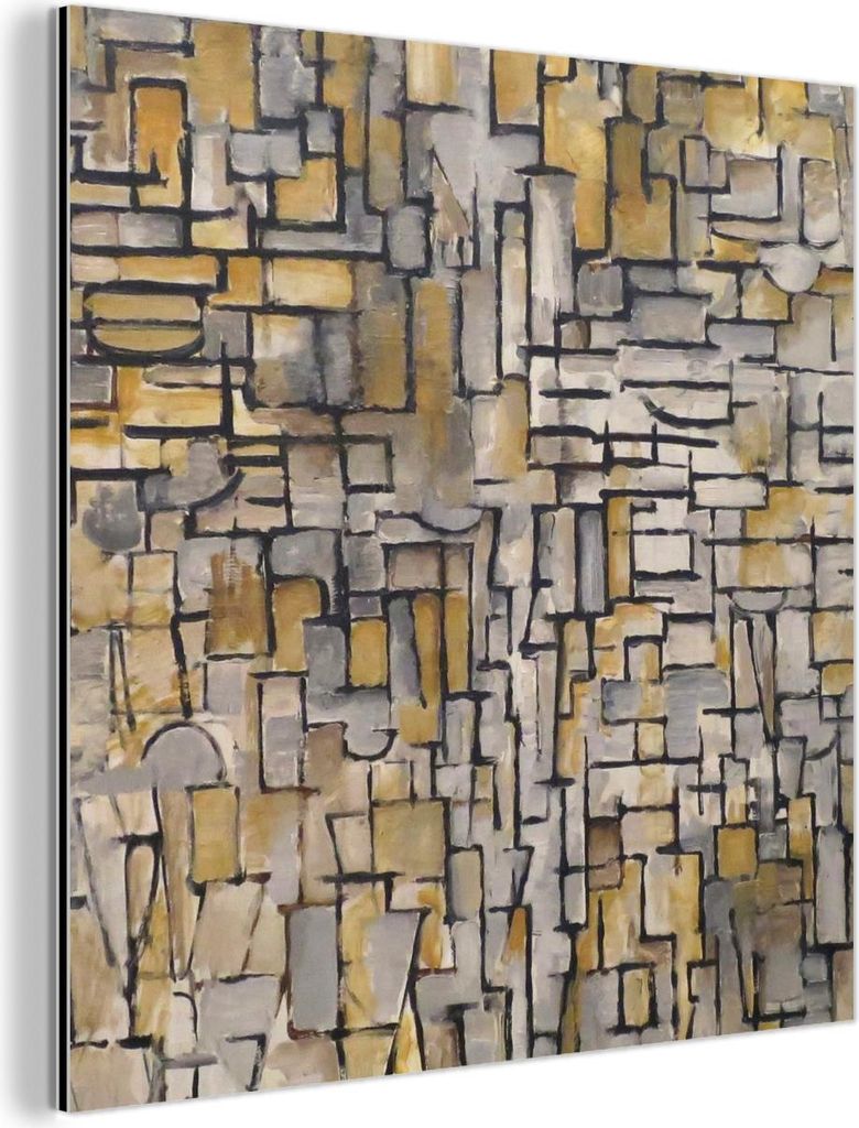 MuchoWow Wanddekoration Metall Metallbild Wandkunst 90x90 cm Mondrian - Kunst - Alte Meister - Tableau I MuchoWow Aluminium Gemälde - Dekoration -...