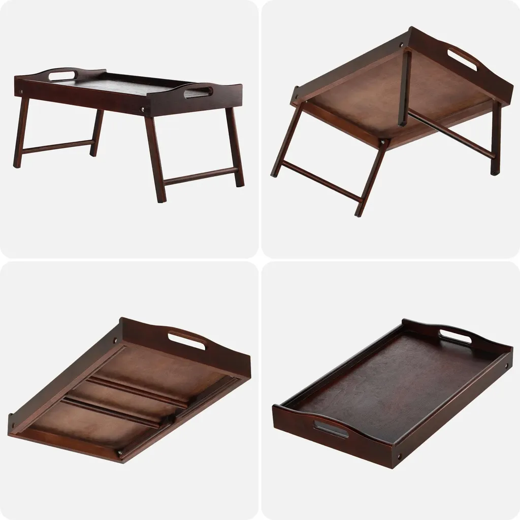 Plateau pour ordinateur portable en bois marron - Stable et Polyvalent - 4