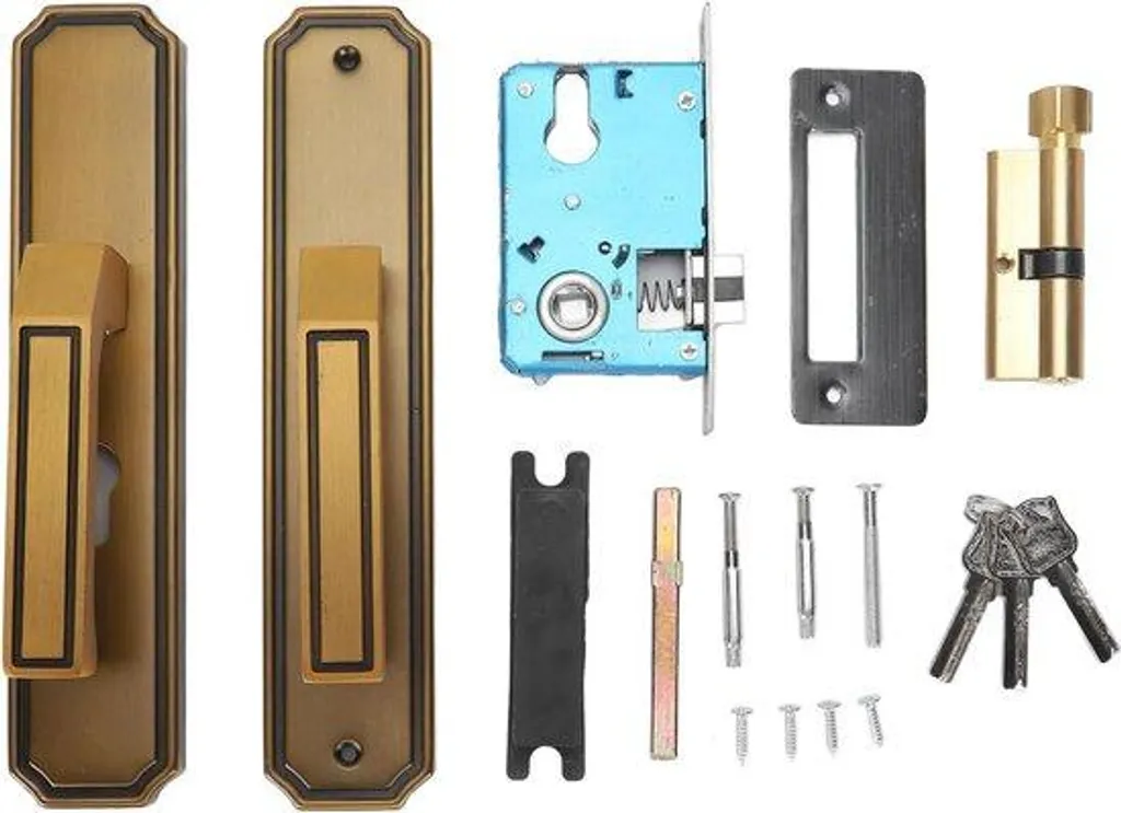 Poignée de porte pour chambre et salle de bain en bronze avec verrou