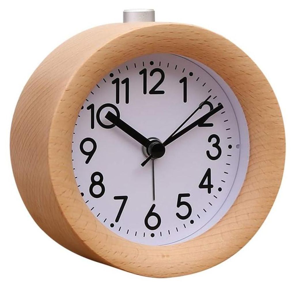 Holzwecker Rund, 1 Stück, Digitale Anzeige Mit Nachtlicht, Produktbild 