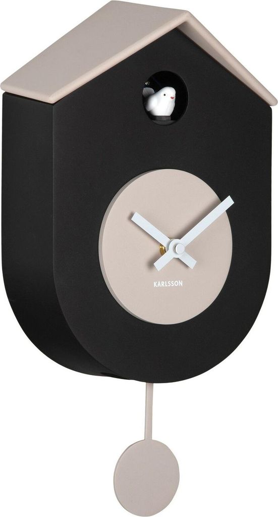 Karlsson Kuckucksuhr GRATO CUCKOO black & warm grey | 9x18x3 cm