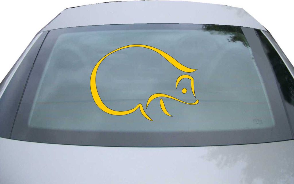 Indigos UG - Aufkleber Heckscheibe & Motorklappe DE2899 - gold - 600x423 mm - Igel - Fisch - Auto Scheiben Fenster Heckklappe Tuning Racing JDM - D...