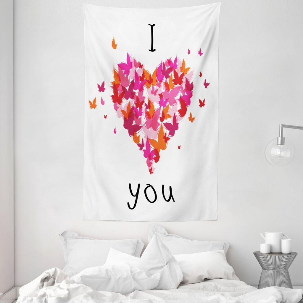 ABAKUHAUS Schmetterling Wandteppich und Tagesdecke, Herzensliebe aus Weiches Mikrofaser Stoff Waschbar ohne Verblassen Digitaldruck, 140 x 230 cm, ...