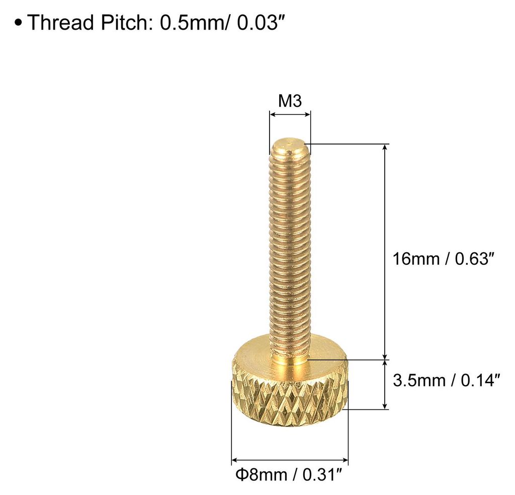 5 Stš¹ck Messing R?ndelschrauben M3x16mm Flachgriff Bolzen Kn?pfe Befestigungen fš¹r Elektronische Mechanische