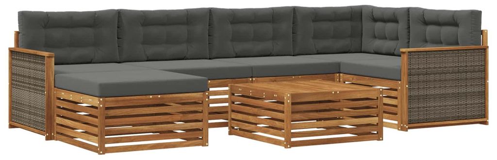 vidaXL Outdoor-Sofagarnitur mit Kissen 7 pcs Natur und Anthrazit