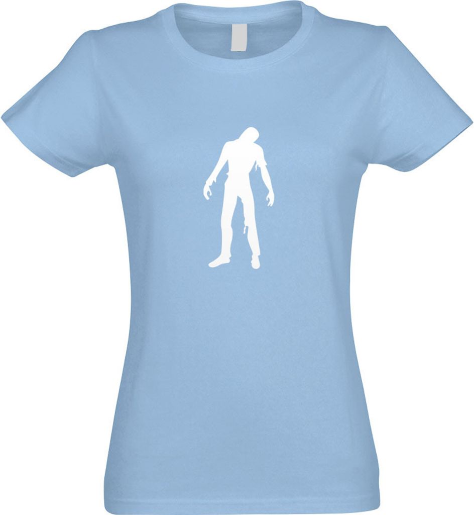Kiwistar - T-Shirt tailliert - Damen - himmelblau - Zombie - mit Motiv Bedruckt - Funshirt Design - Sport - Freizeit - Damen - XXL