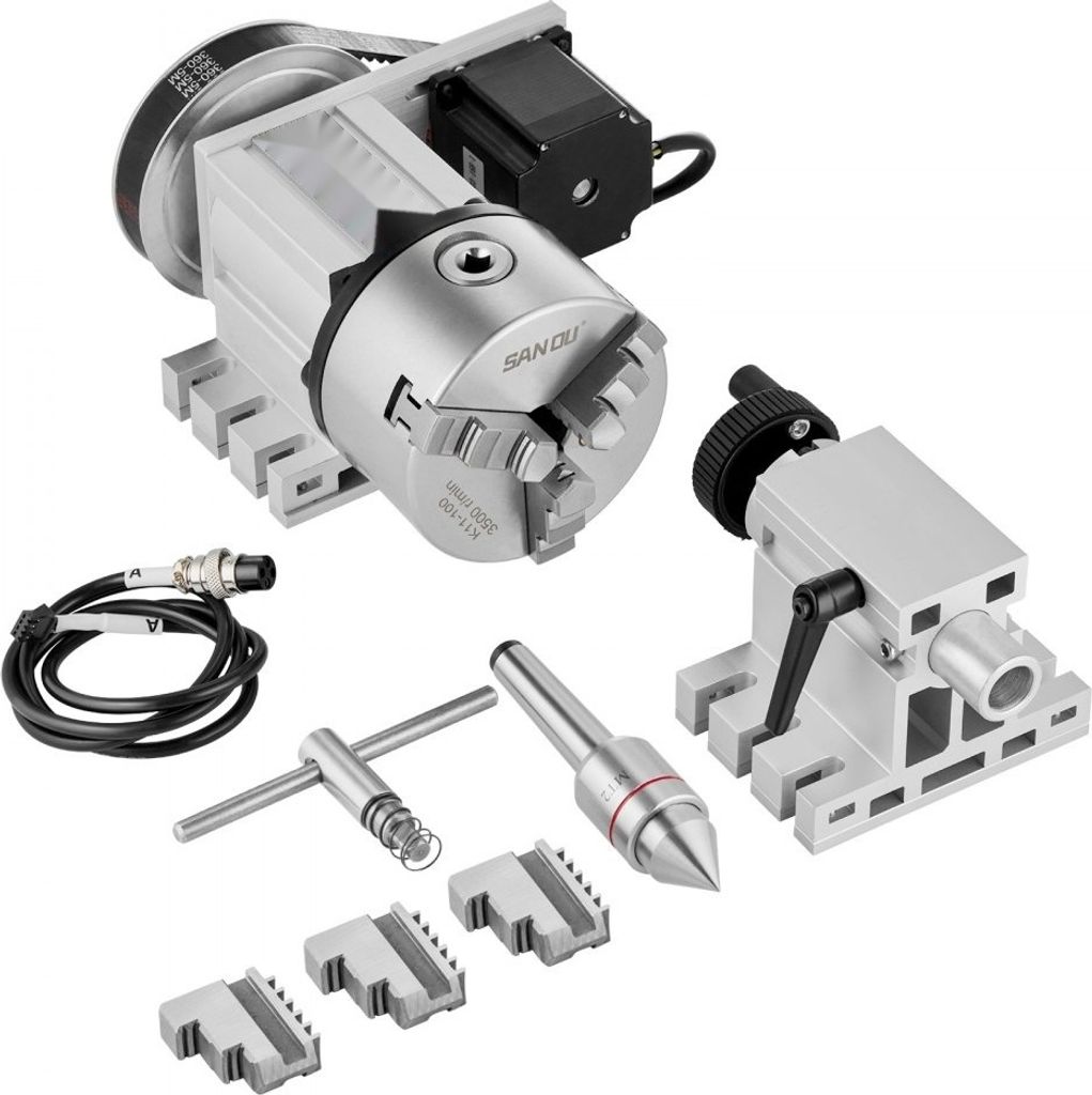 Drehbankfutter K11-100mm Spannfutter mit Dreibackenfutter 4. Achse CNC-Rotationsachse 6:1 Untersetzungsverhältnis Nema23-Zweiphasen-Schrittmotor 3...