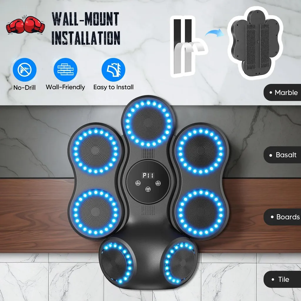 Appareil de Boxe Interactif Modèle A - Cible Musicale LED et Bluetooth - 5