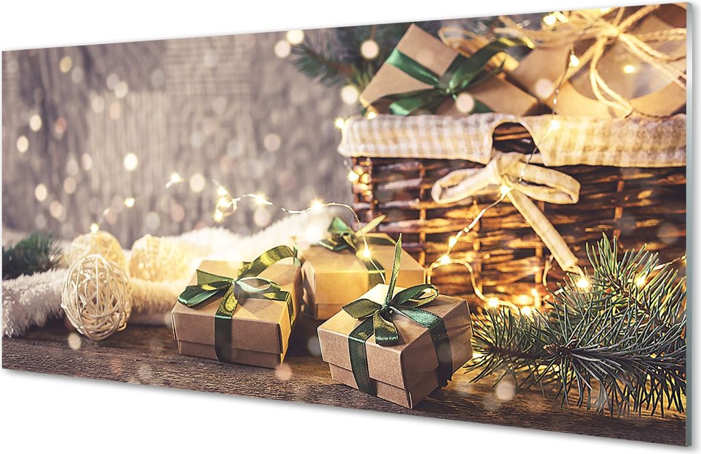 Glasbilder 140x70 Wandkunst Geschenke Zweige Flitter