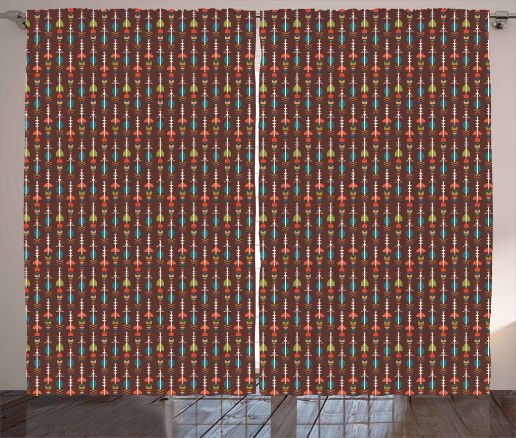 ABAKUHAUS Pfeil Rustikaler Gardine, Ethnische kunstvolle Zusammenfassung, Schlafzimmer Kräuselband Vorhang mit Schlaufen und Haken, 280 x 225 cm, ...