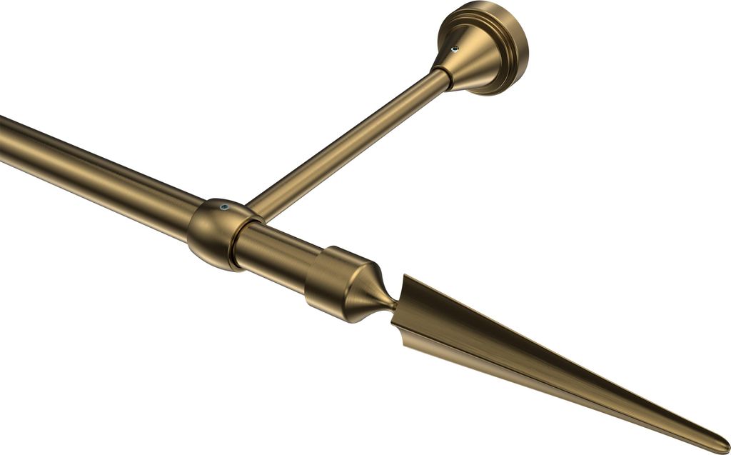 Interdeco Gardinenstange / Vorhangstange Messing Antik, Typ Primus Lorenzo (Speer), 16 mm Ø 1-läufig, 100 cm