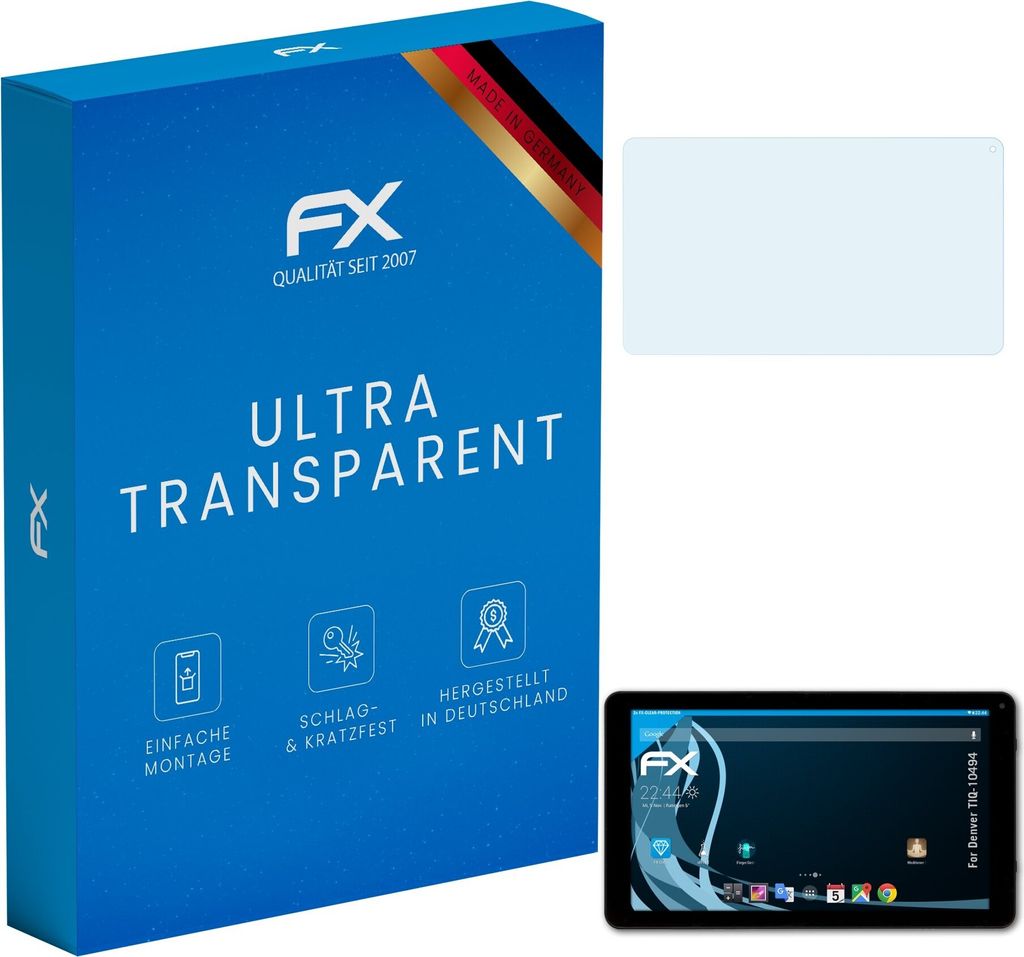 atFoliX FX-Clear 2x Schutzfolie kompatibel mit Denver TIQ-10494 Displayschutzfolie