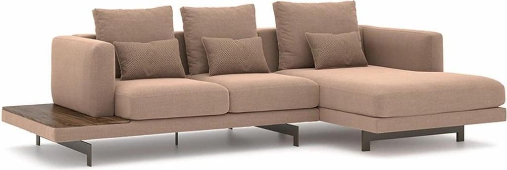 Polstermöbel Ecksofa L-Form Beige Designer Möbel Eck Garnitur Wohnzimmer