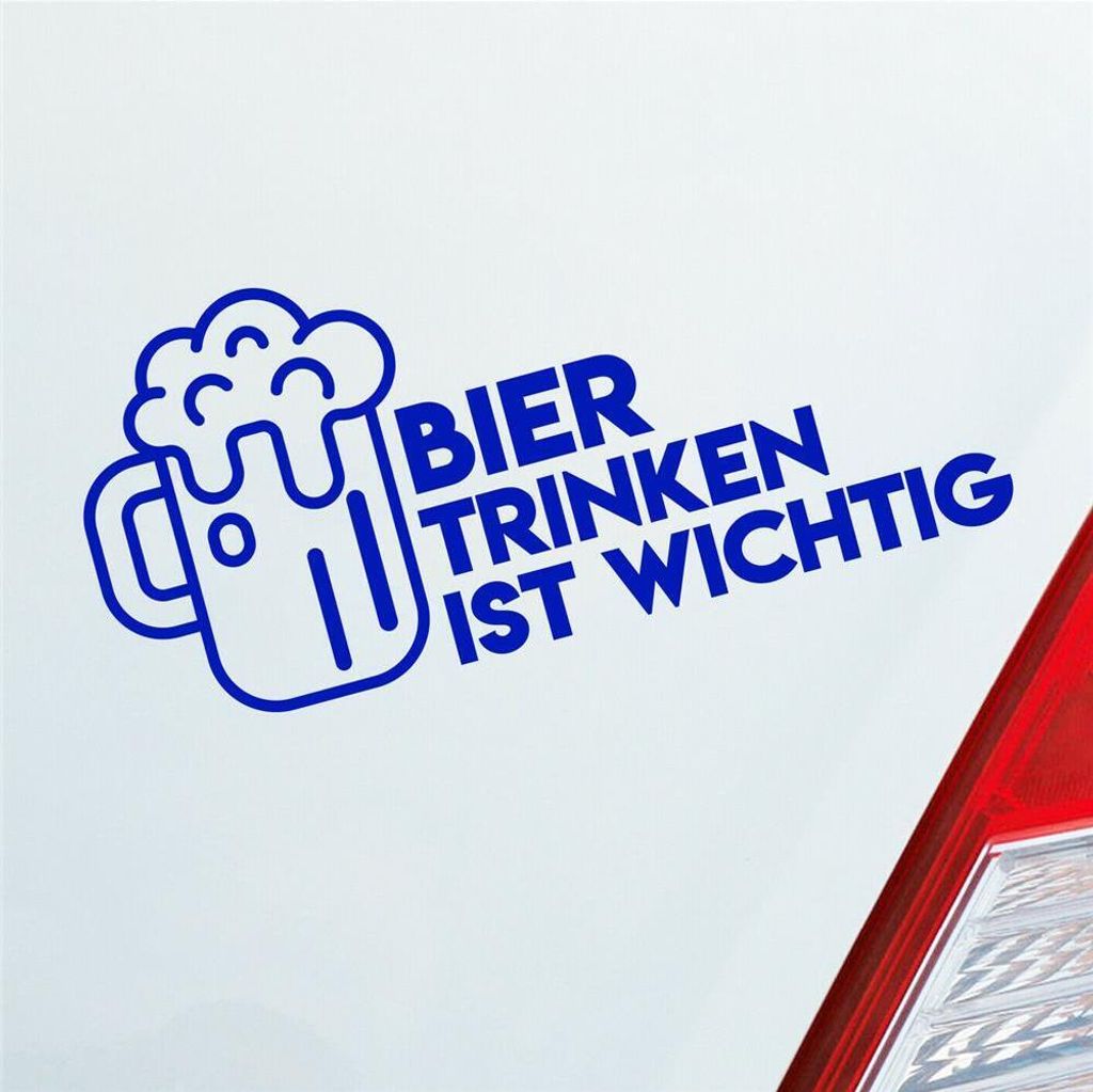 Auto Aufkleber Bier Trinken ist wichtig Saufen Party Feiern 19x9 cm Dunkelblau Sticker Heckscheibenaufkleber