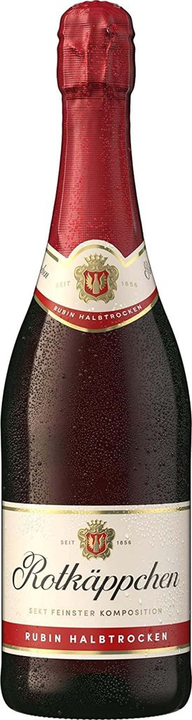 A bottle of Rotkäppchen Sekt Rubin halbtrocken.