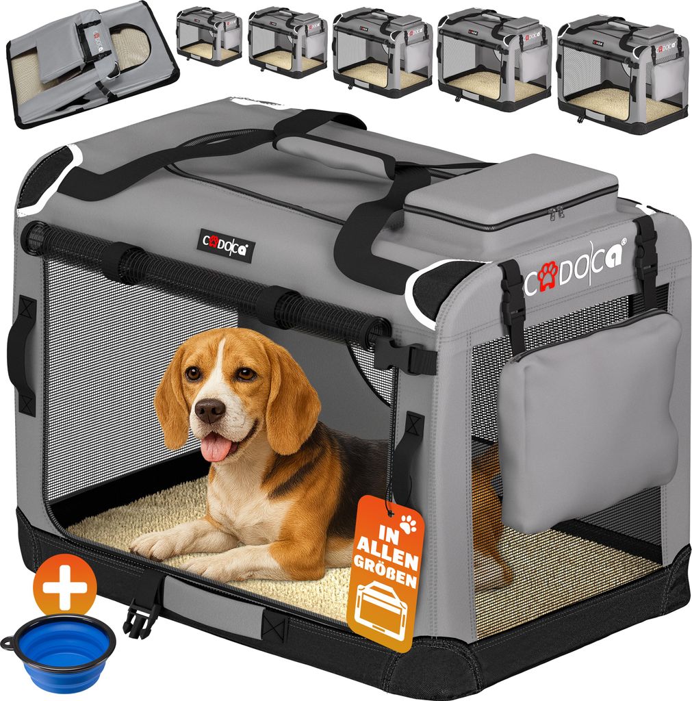 CADOCA® Cage de transport L Gris pour animaux chien chat Image du produit 
