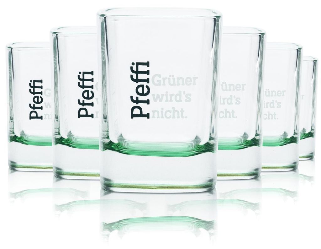 6x Pfeffi Glas 4cl Shots Kurze Stamper Schnaps Gläser Produktbild 