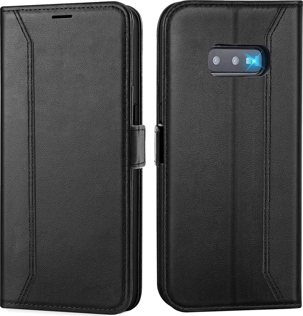 Handyhülle für Samsung Galaxy S10e Hülle Flip Case klappbare Tasche Schutzhülle, Schwarz