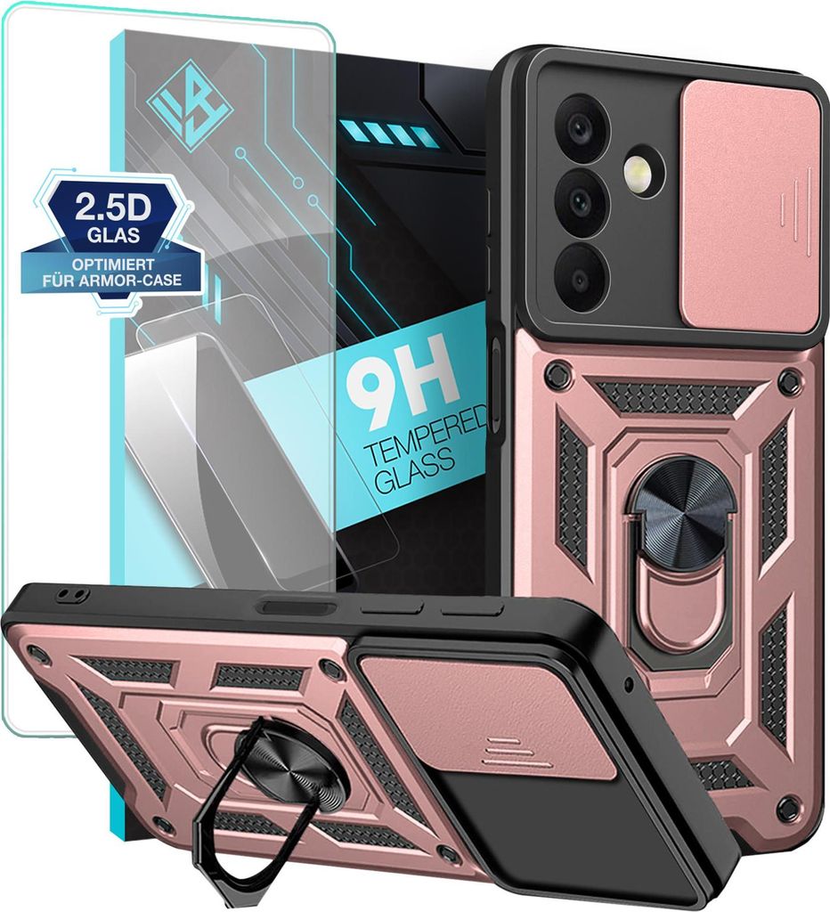 Armor Handyhülle für Samsung Galaxy A17 / A17 5G mit 9H Displayglas Displayschutz Kameraschutz Handy Panzer Case Cover Schutzhülle Outdoor Farbe...