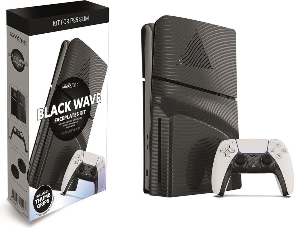 Schwarze Wave-Ersatzhülle für PlayStation 5 Slim Disk/Digital