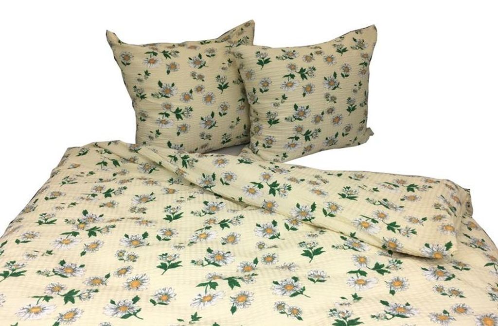 Bettwäsche, Waffelpiqué-Bettwäsche, bügelfrei, 100 % Baumwolle 160x200 0060 Creme, Blumen