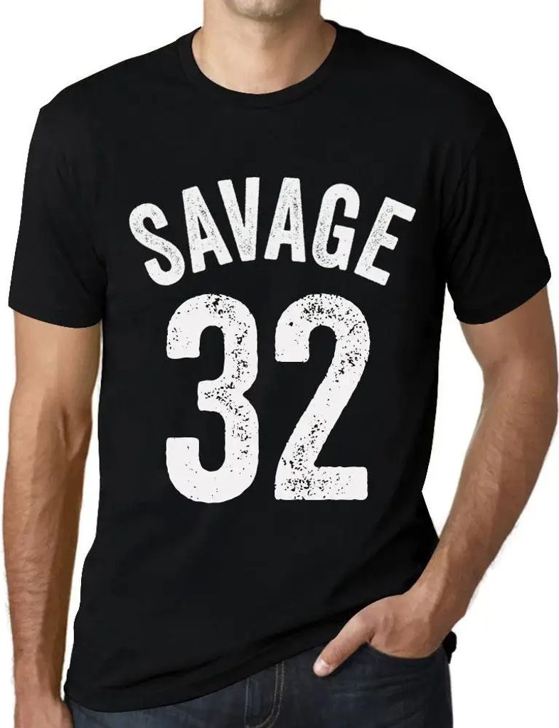 Herren Grafik T-Shirt Savage 32 Geschenk 32. Geburtstag Jahrestag 32 Jahre Jubiläum 32 Jährige Mann Jahrgang 1992 Kurzarm Lustige Druck