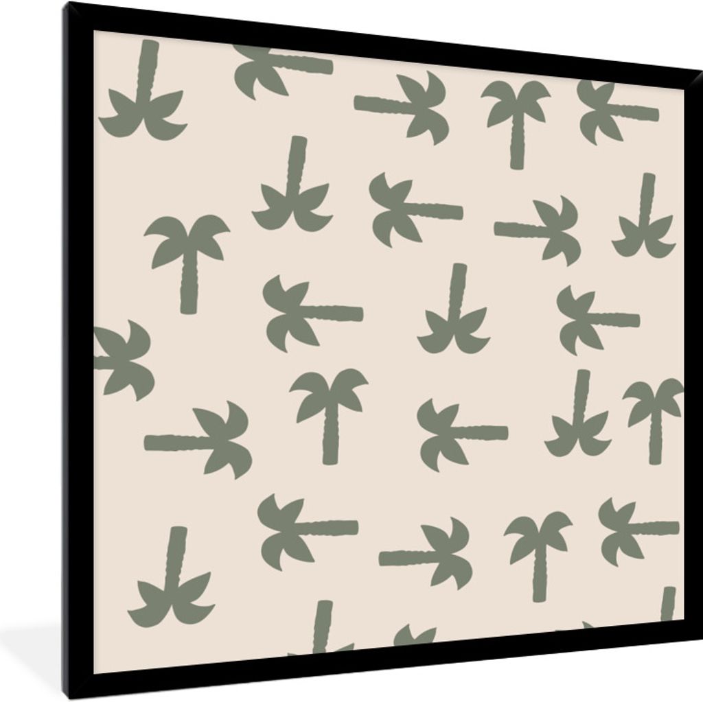 MuchoWow Gerahmtes Poster Palme - Pastell - Muster 40x40 cm - Poster mit Schwarzem Bilderrahmen Wandposter Rahmen Foto Bilder - Mit Rahmen - Wand...
