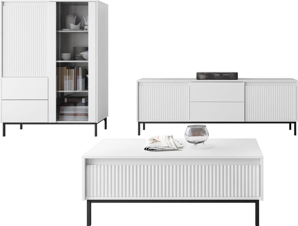 MIRJAN24 Wohnzimmer-Set Ozmi V, Wohnzimmer vom Hersteller (Farbe: Weiß)