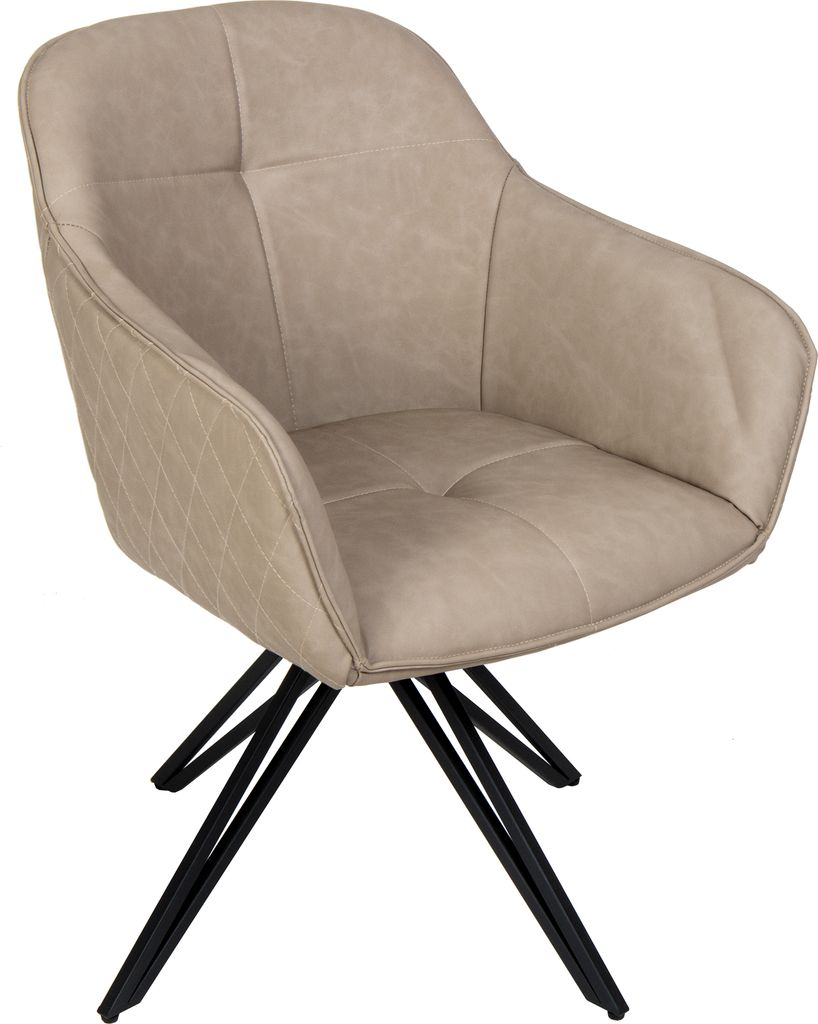 Refurbished Möbelretoure Drehstuhl 180 Grad drehbar Armlehnstuhl taupe Metallgestell schwarz ELBE