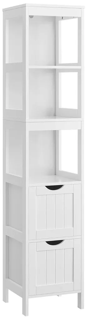 Gagner de la Place en Salle de Bain : Meuble Colonne Blanc Leobert 30cm