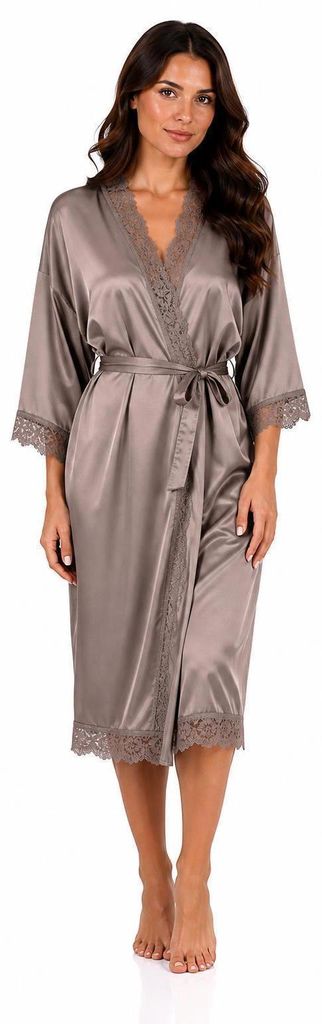 Accappatoio lungo in raso Damen con pizzo – Kimono in Immagine del prodotto 
