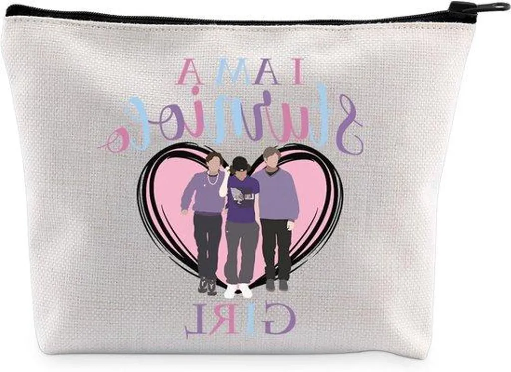 Trousse de maquillage pour adolescentes en velours doux rose poudré