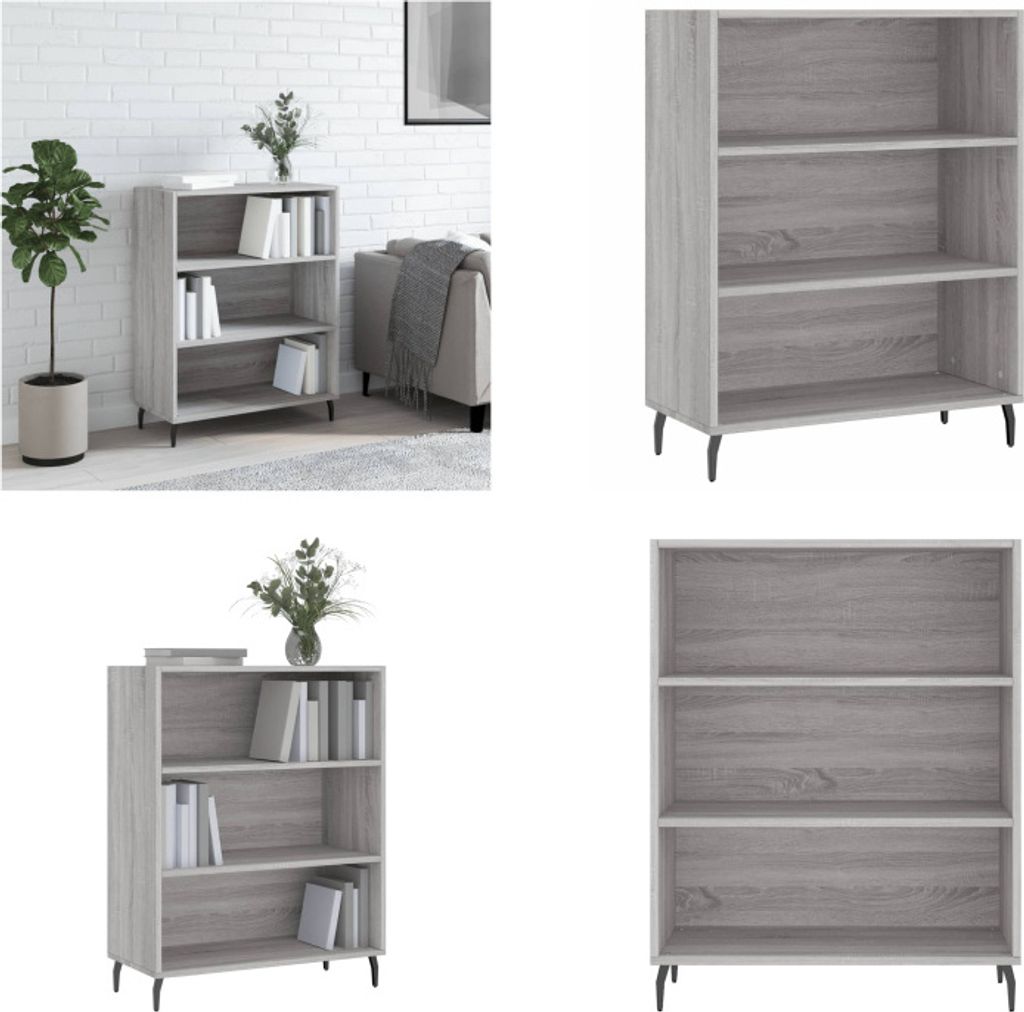 vidaXL Regalschrank Grau Sonoma 69,5x32,5x90 cm Holzwerkstoff - Regalschrank - Regalschränke - Aufbewahrungsschrank - Bücherregal