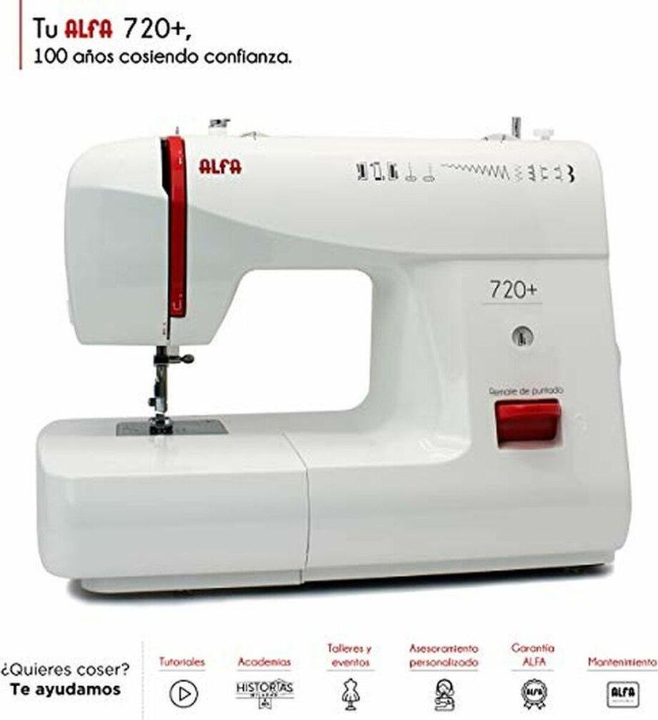 Alfa Basic 720, Rot, Weiß, Automatische Nähmaschine, Nähen, 4 Step, 4 mm, 5 mm