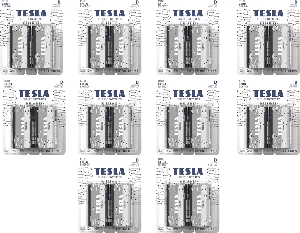 Tesla Silver+ LR20 D, Solution Anti-Panne Énergie Durable - Lot de 20