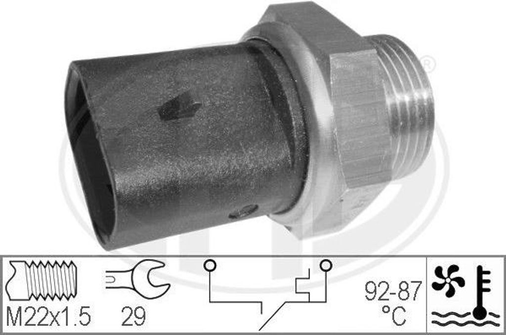 ERA 330273 Temperaturschalter, Kühlerlüfter OE 126432 kompatibel mit Alf. 145, Alf. 146, Alf. 155, Alf. 156, Alf. 166, Brava, Bravo, Cinquecento,...