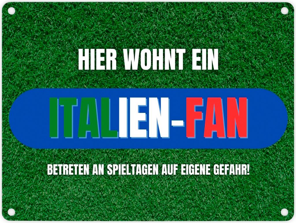 Hier wohnt ein Italien-Fan Metallschild in 15x20 cm mit Produktbild 