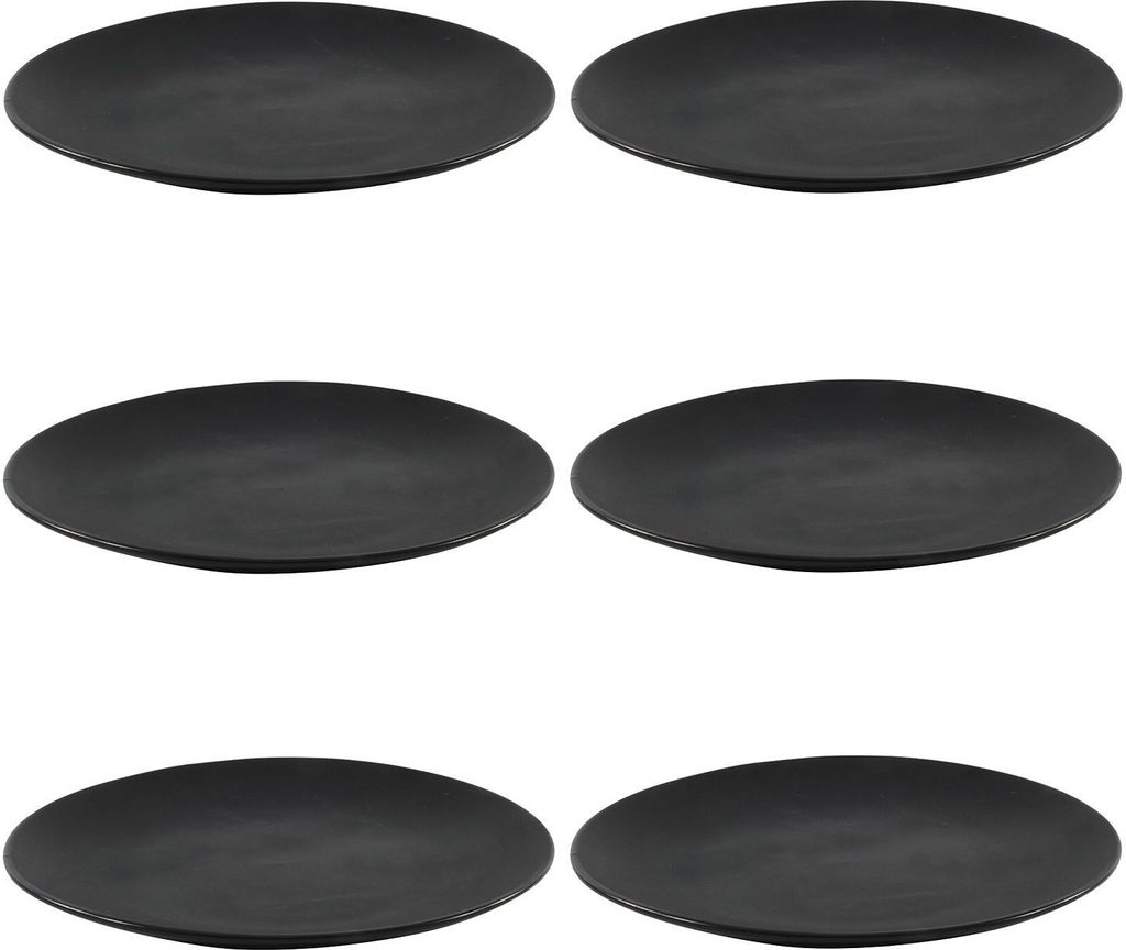 Speiseteller - Ø 27 cm - Schwarz matt - Steingut - 6er Set