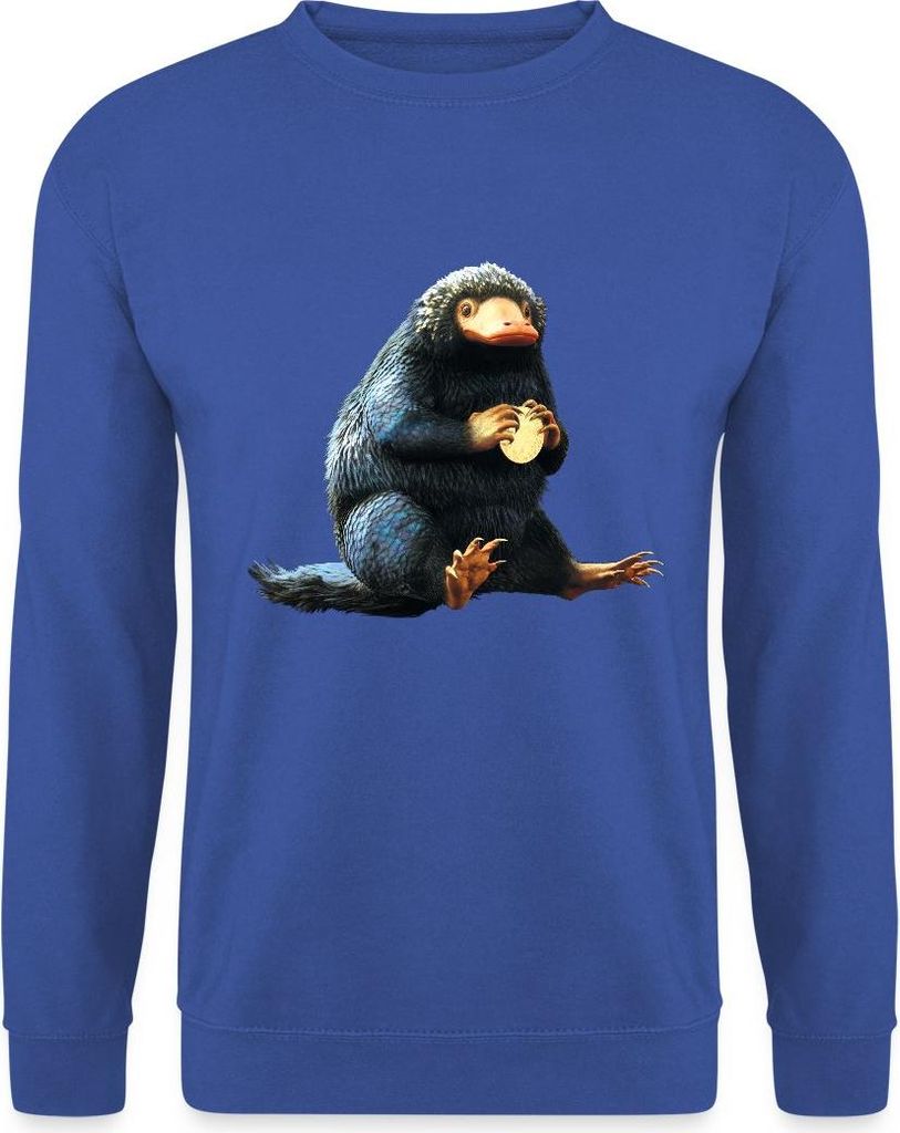 Spreadshirt Fantastic Beasts Niffler Beschützt Münze Uni Pullover, M, Royalblau