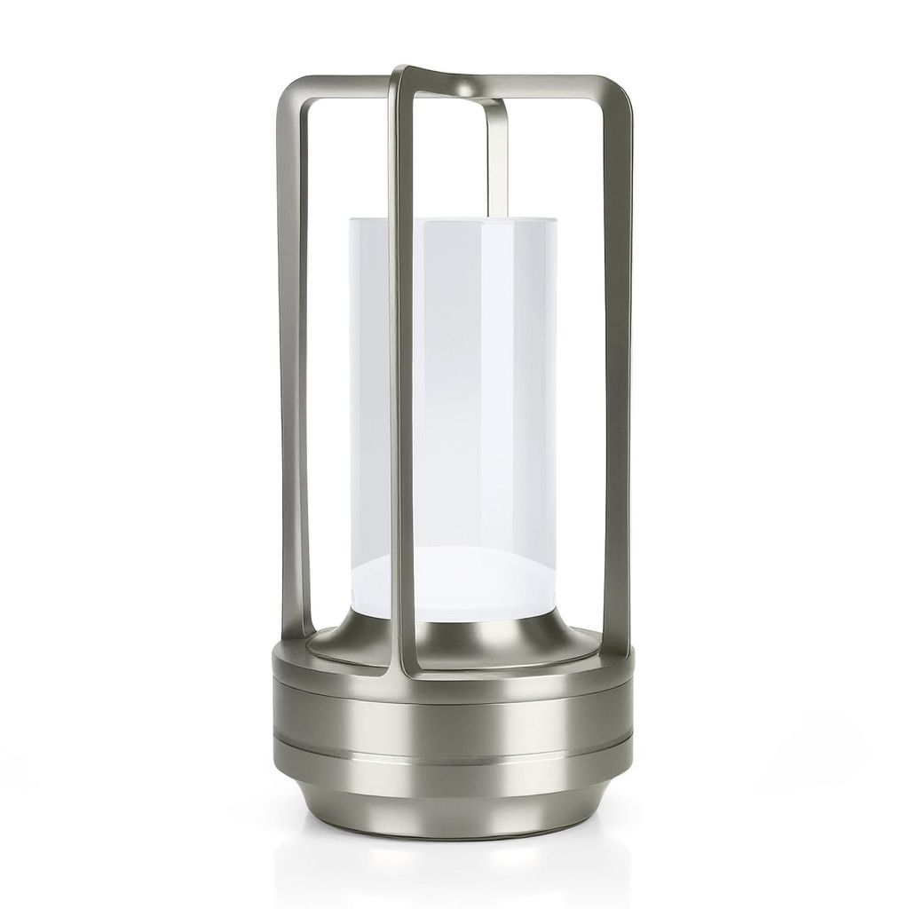 Kabellose LED-Tischlampe aus Glas – Metalllampe mit Touch-Steuerung – Silber