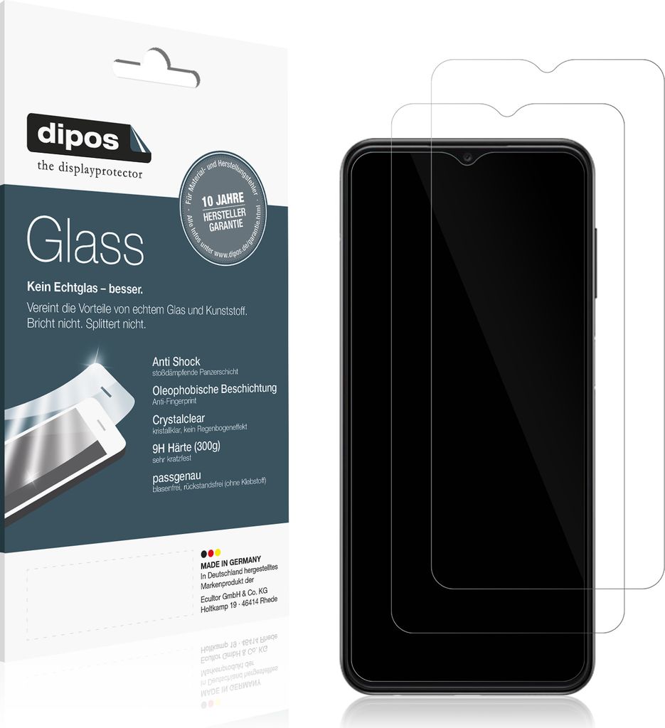 2x Schutzfolie für Samsung Galaxy F13 - Anti-Shock 9H Folie dipos Glass Kunststoffglas