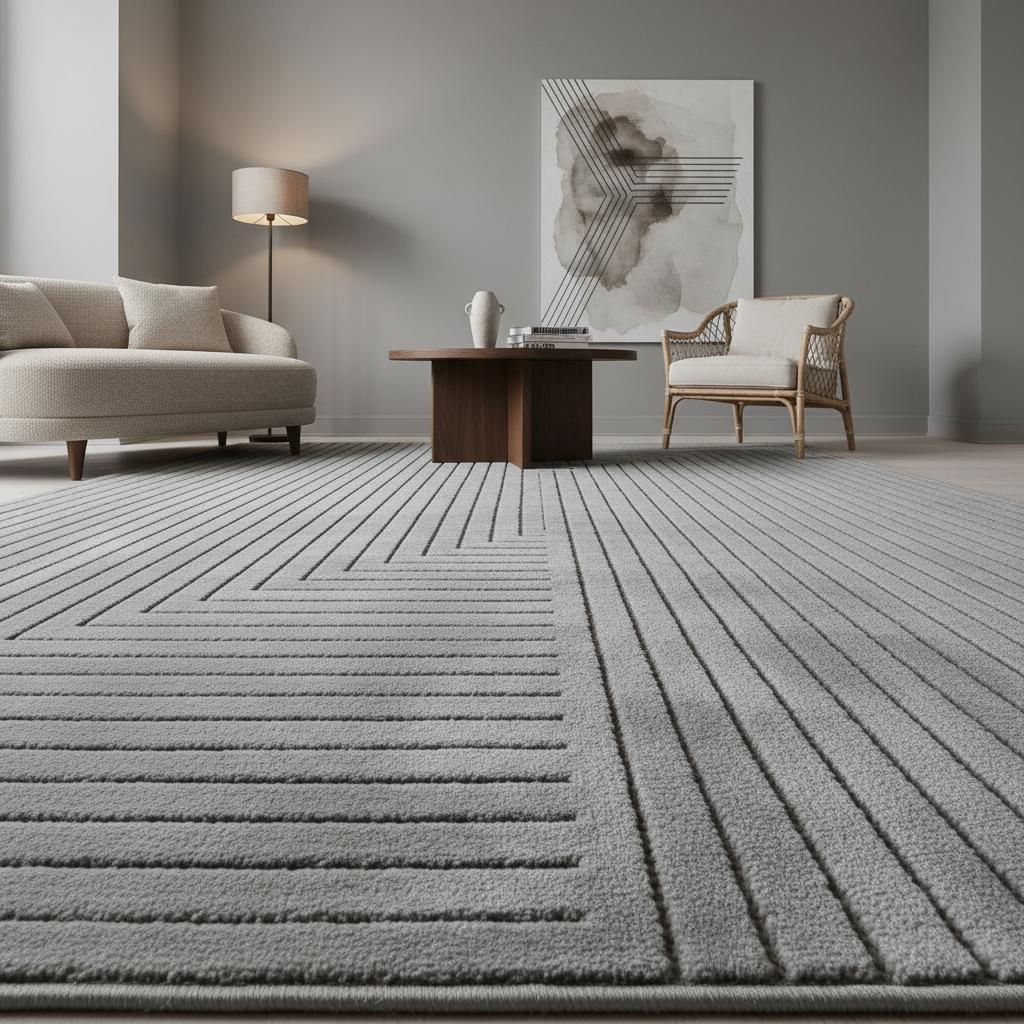 Küchenteppich Skandinavischer 3D-Design Wetterfest Waschbar Strapazierfähig | Läufer Silber 80x250 cm Balkon Terrasse | ENGADIN – Kadima Design