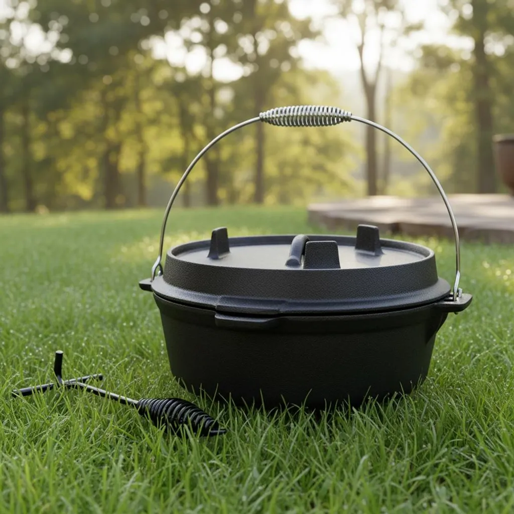 Marmite Dutch Oven en Fonte 5,7L pour Réussir vos Plats Mijotés et Grill