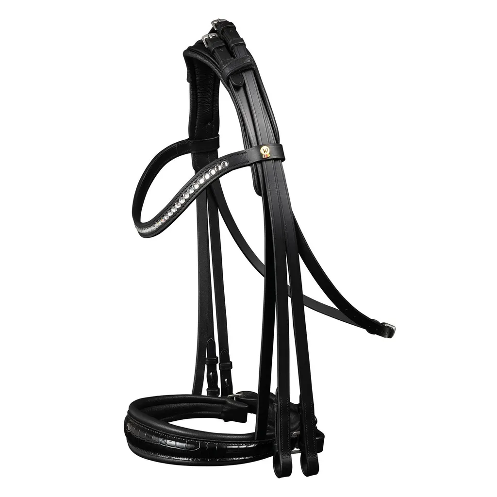 Bridon S-Line Magic noir anti-pression pour chevaux de sang chaud